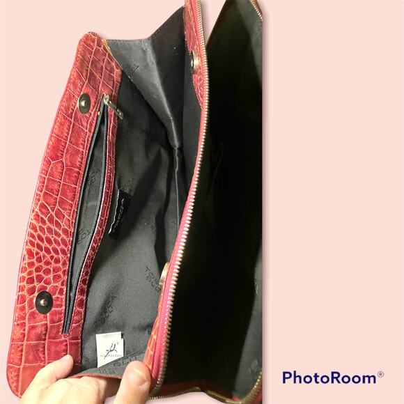 Tosca Blu Italian Red Leather Alligator Handbag! - Picture 6 of 16